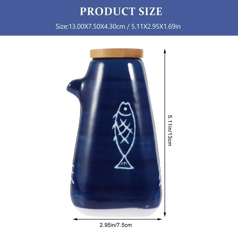 

Стандартный контейнер для керамического соуса в японском стиле с бамбуковой крышкой, японская кухонная бутылка для соуса