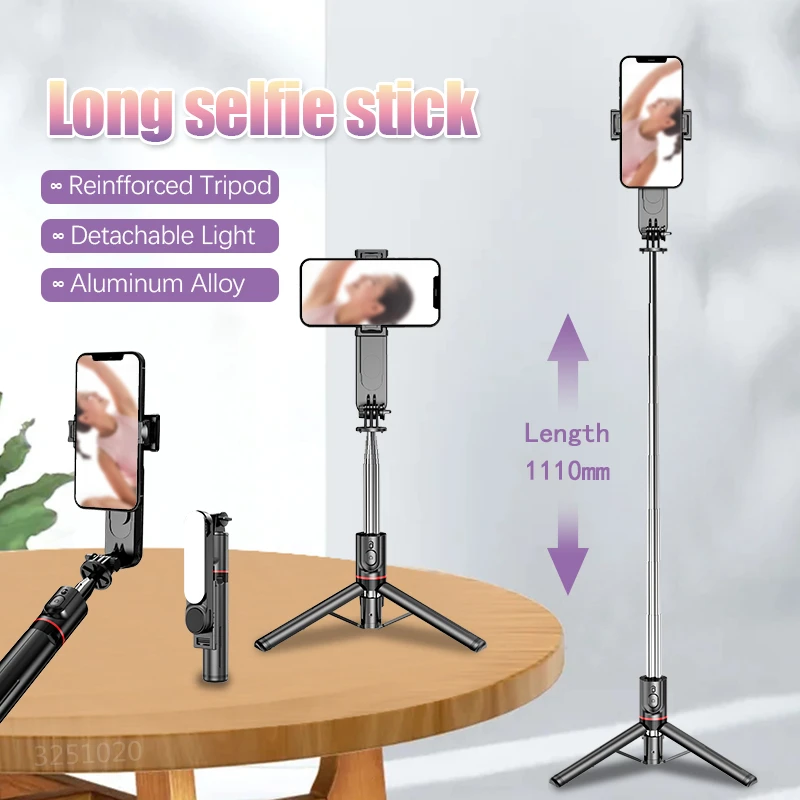 

FGCLSY New Wireless Bluetooth Selfie Tripod with Fill Light Removable Portable Remote Shutter Telescopic Taking Pictures Stand