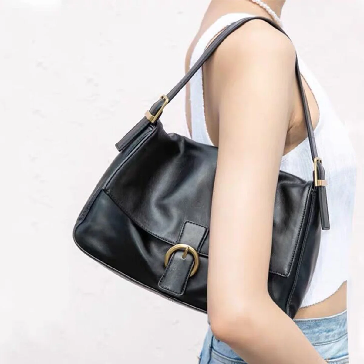 

Soft Pu Leather Solid Bags Women 2023 Summer Vintage Casual Black Bag Chic