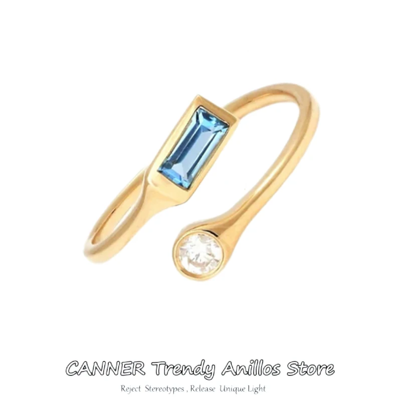 

CANNER Fashion Women's Zircon Rings Girls Multi Color Adjustable Size Female Knuckle 925 Silver Rings Engagement Party Jewelry