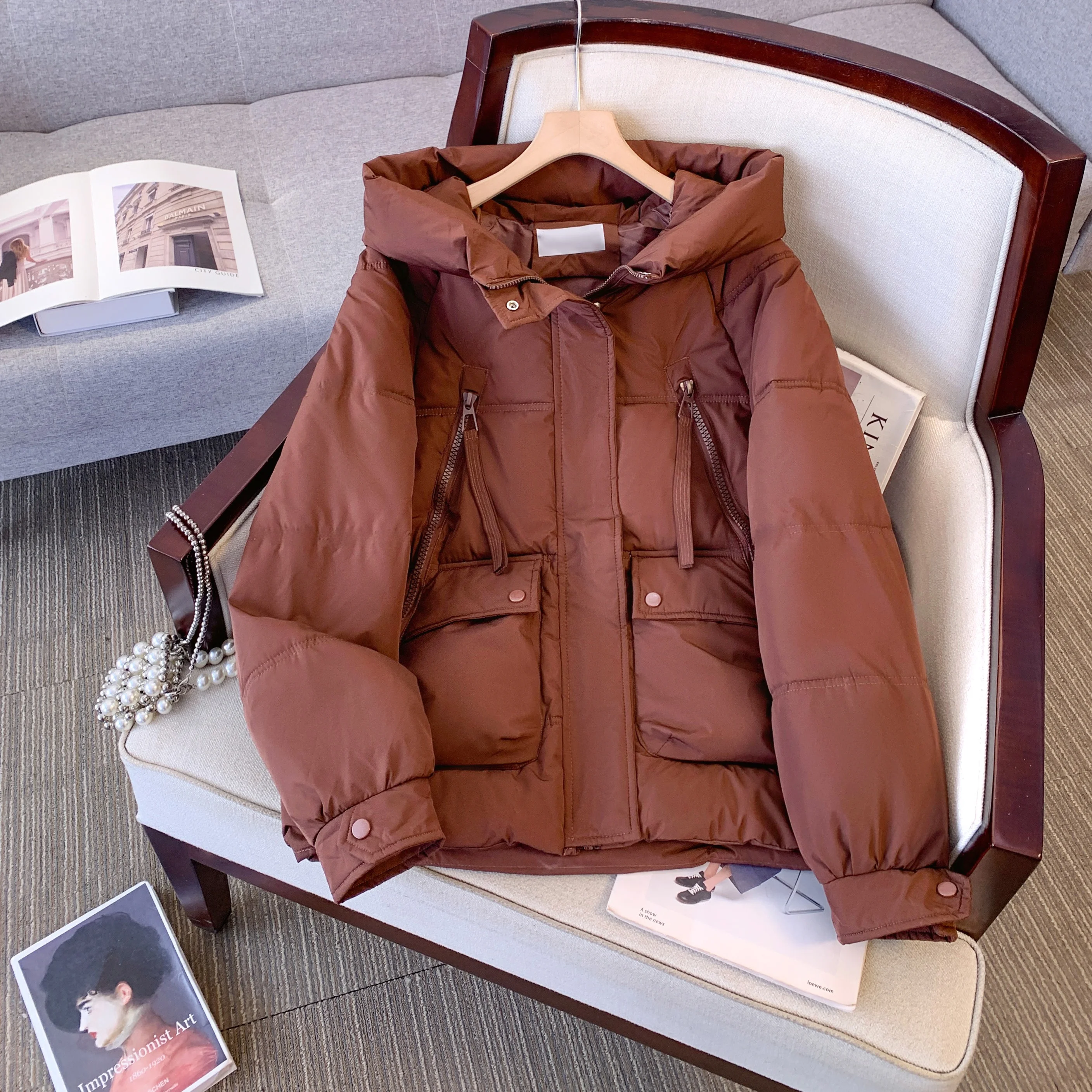 Пуховик с хлопковой подкладкой женская зимняя одежда 2024 новинка популярная в