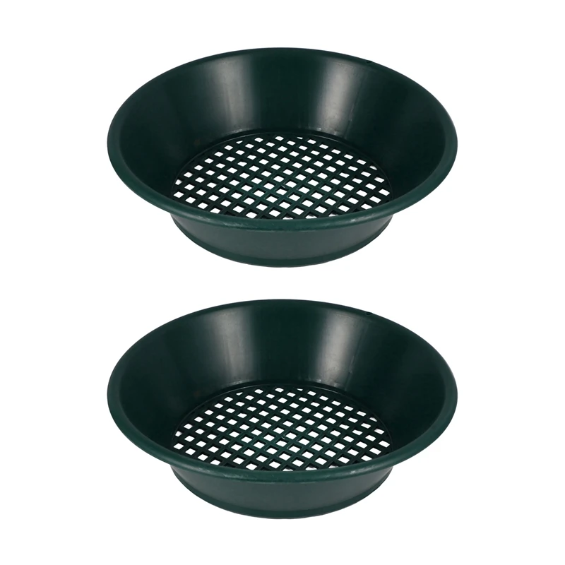 

2Pc Green Gold Pan Sifting Classifier Mesh Screen Mining Sifter Metal Detecting Tool Panning Classifier 34X34x10cm