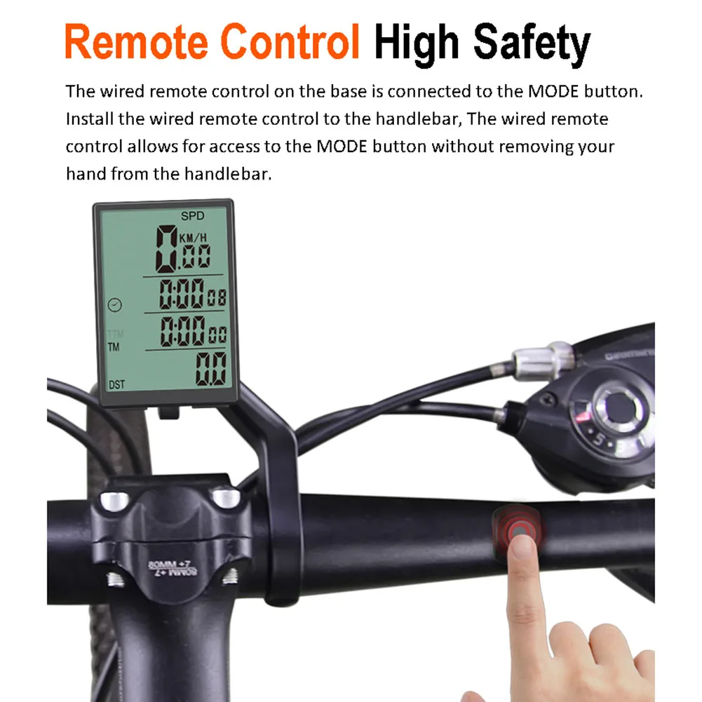 

Large Screen Bicycle Computer Wireless Wired Bike Computer Waterproof Speedometer Odometer Cycling Stopwatch Digital Display