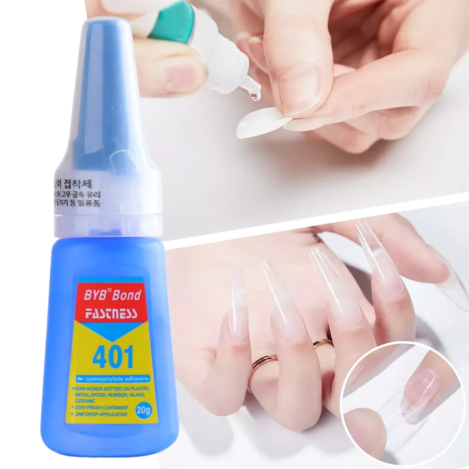 

20g Fast Dry Nail Glue 401 Mighty Adhesive Glue Nail Capsule Super Strong Sticky Rhinestone Fake Nails Manicure Tips NTJ06