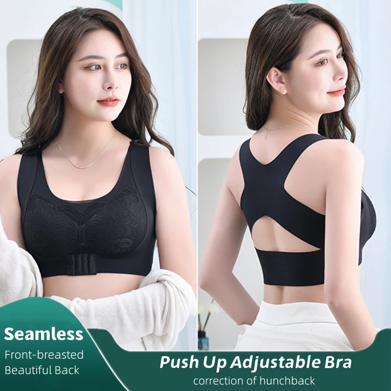 

Bras For Women Posture Corrector Seamless Push Up Bralette Shockproof Sports Fitness Intimate Vest Underwear Corset Back Gathers