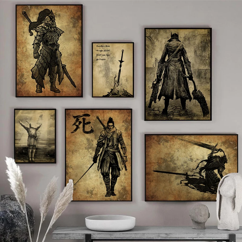 

Sekiro Retro Game Poster Decoration Painting HD Canvas Painting Print Decoration Wall Art for Living Room Home Decor
