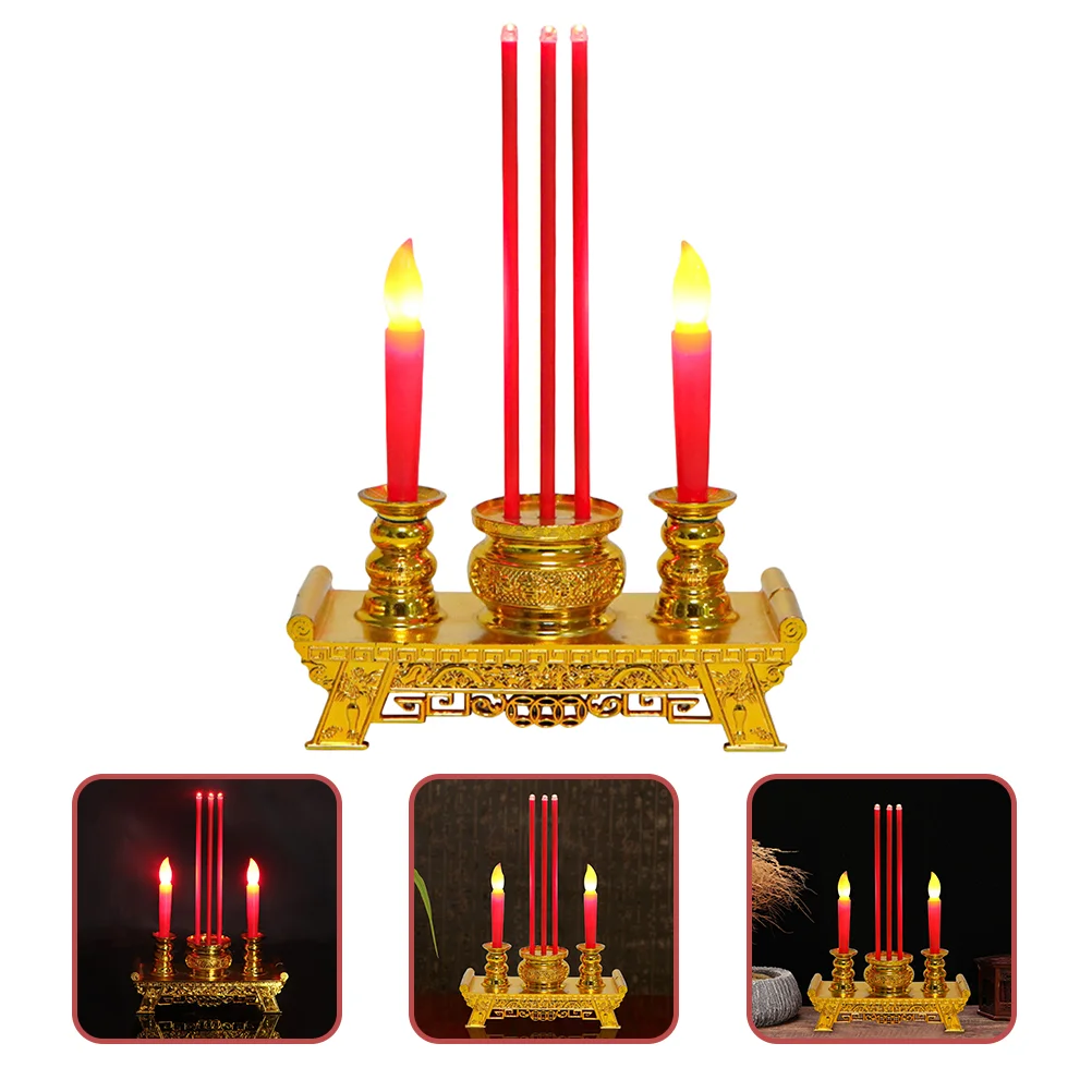 

Chinese LED Candlesticks Pottery Decor Candlestick Chinese Decor Electronic Cemetery Taper Candles