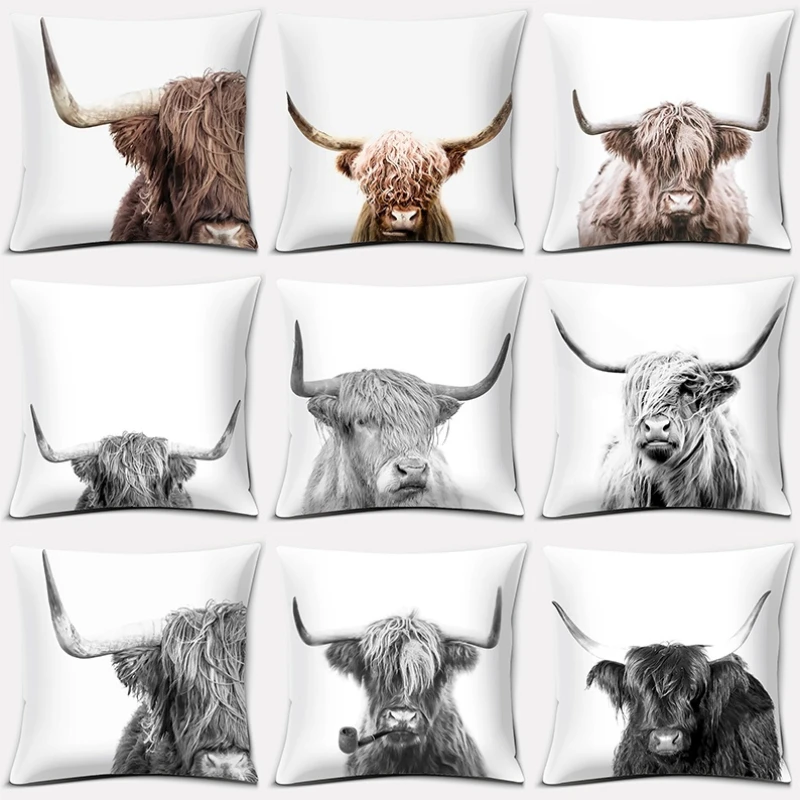 

Шотландская Подушка с коровьим узором, супер мягкий чехол для диванной подушки, наволочка для домашней декоративной подушки, декоративные ...