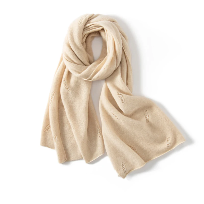 Фото KOIJINSKY Hollow Leaf Cashmere Shawl Scarf 180×60cm Oversized Soft Knit Wrap Women All Seasons Elegant Holiday Gift №3
