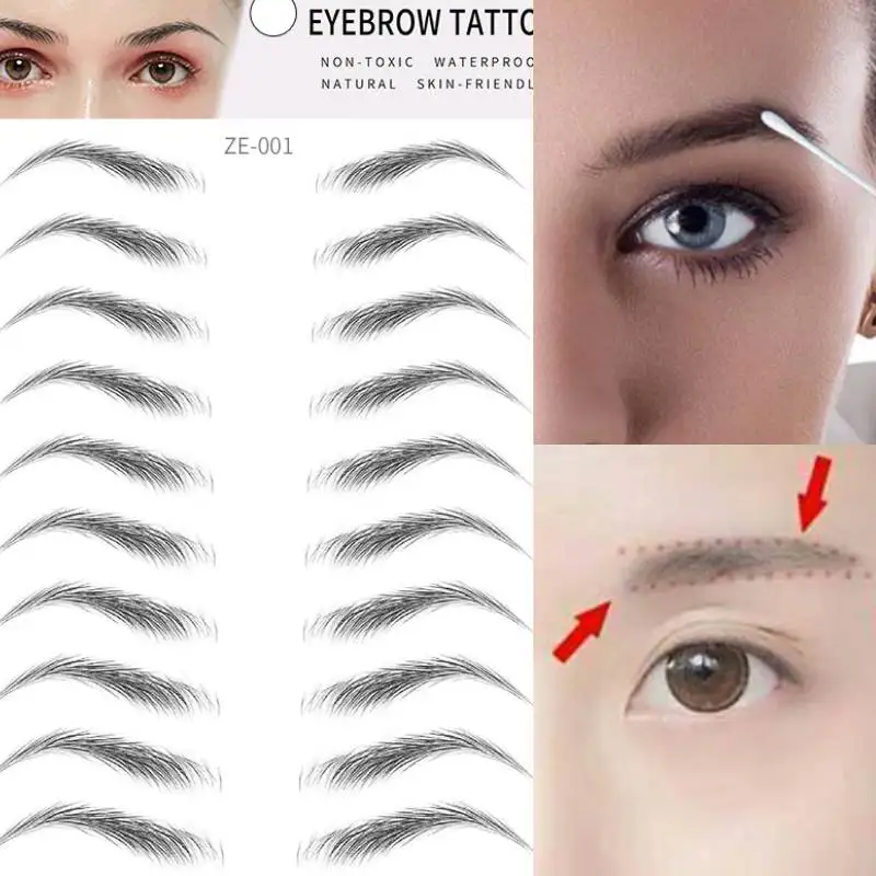 Тату-наклейка для бровей 6D, бионическая водостойкая, стойкая, средней яркости для бровей, макияж, красота, здоровье