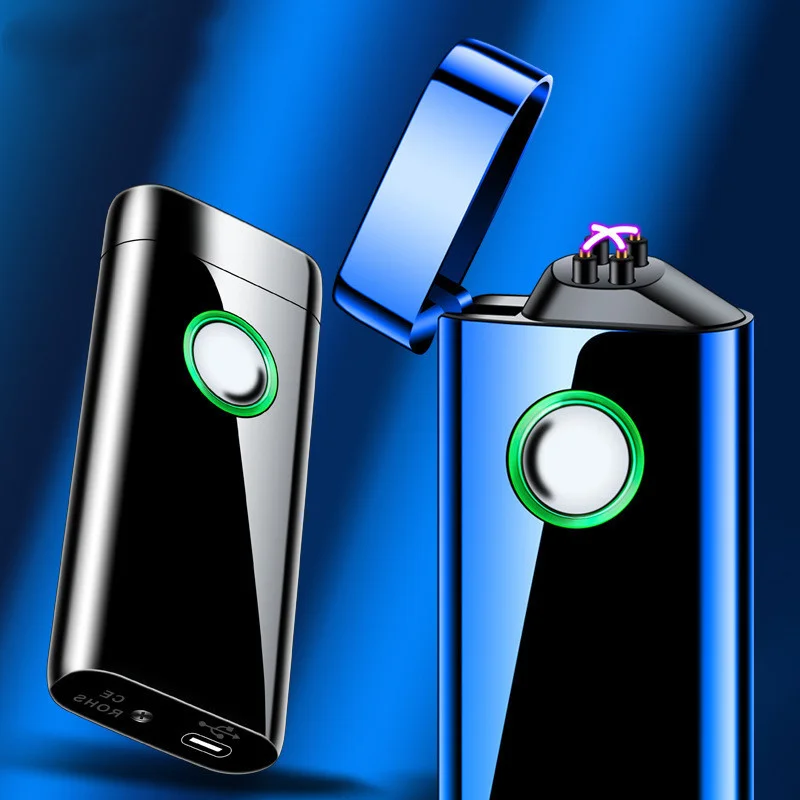 

New Large Capacity Battery Windproof Lighter Dual Arc Plasma Lighter LED Display USBType-C Rechargeable Lighter Men's Gift