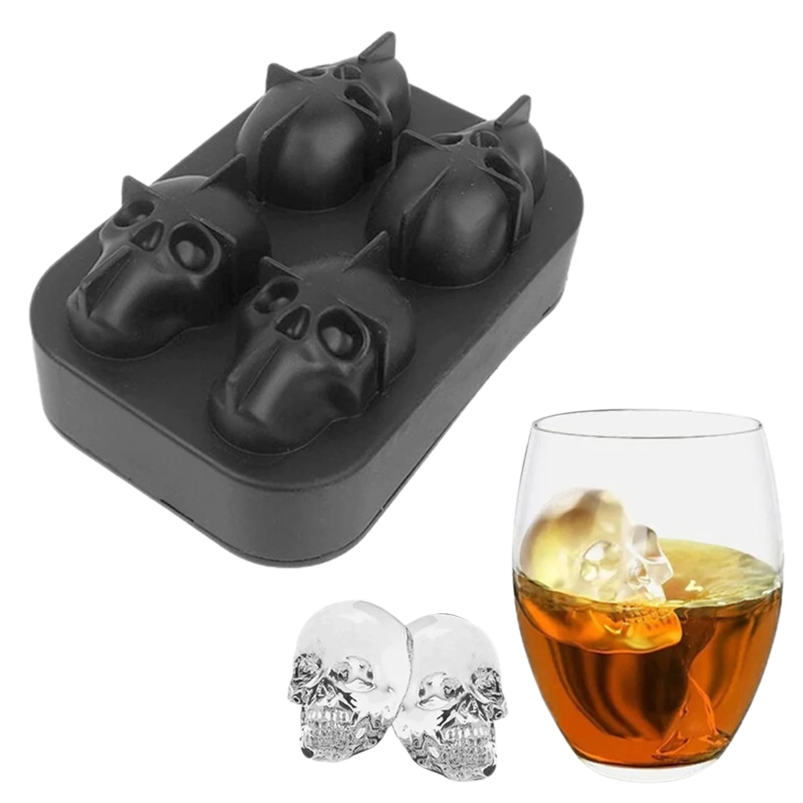 

Формы в виде черепа, Гибкая силиконовая 3D-форма для льда, многоразовая форма «сделай сам» для льда в виде черепа, поднос для фото и любых напи...