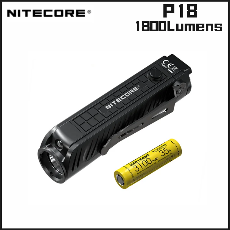 

NITECORE Tactical Flashlight P18 1800Lumens Utilizes a CREE XHP35 HD LED Dual Light Source With 3100mAh Battery Camping Torch