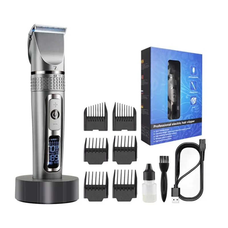 

Professional Hair Clipper Rechargeable Five Gear Speed Hair Trimmers For Adult Baby LCD Cutting Machine Razor Silent Barber Base
