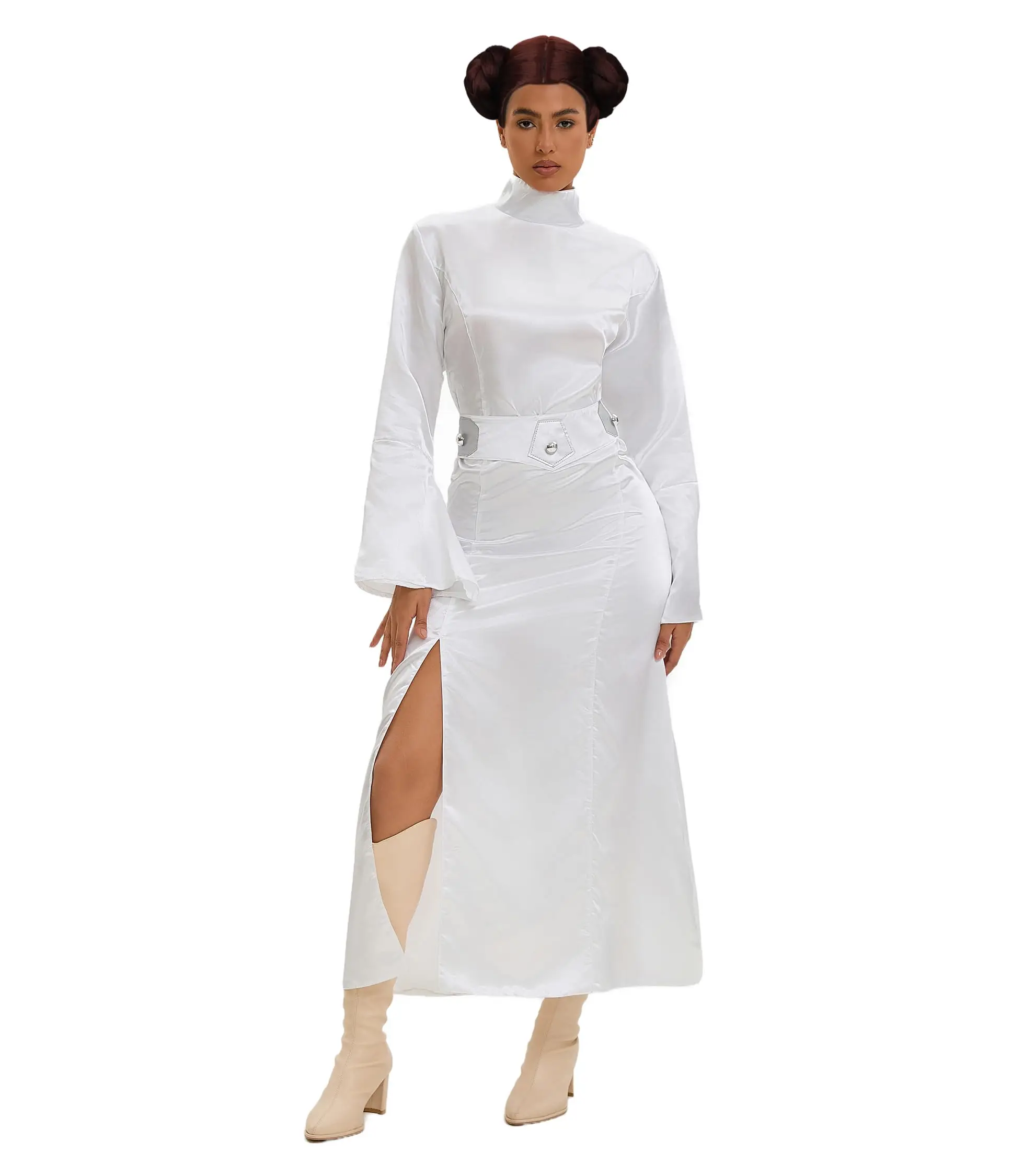 Женское платье принцессы Леи в стиле Ренессанс средневековое белое длинное