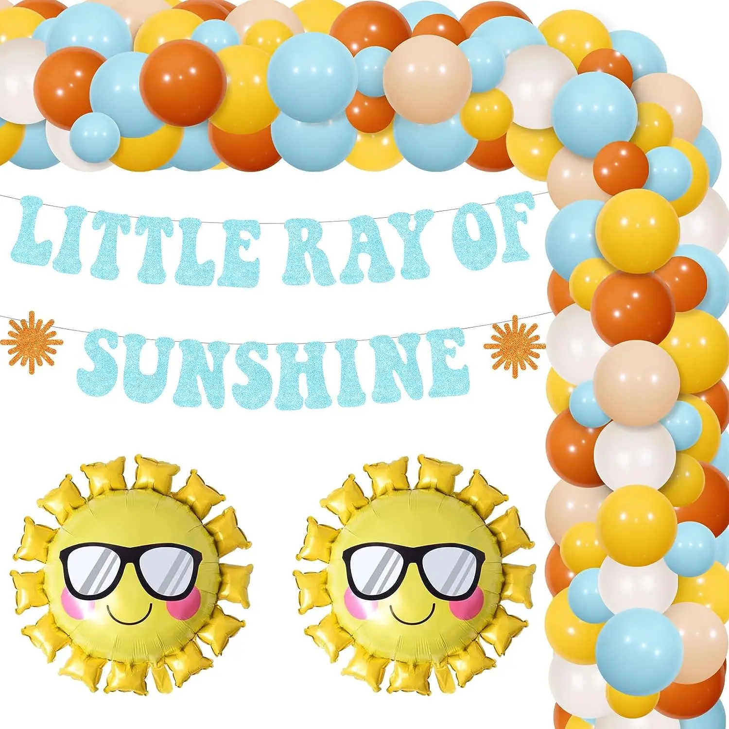 

Sunshine Baby Shower Decorations for Boy Little Ray of Sunshine Banner Boho Balloon Arch Sun Foil Balloons Retro Sun Baby Shower