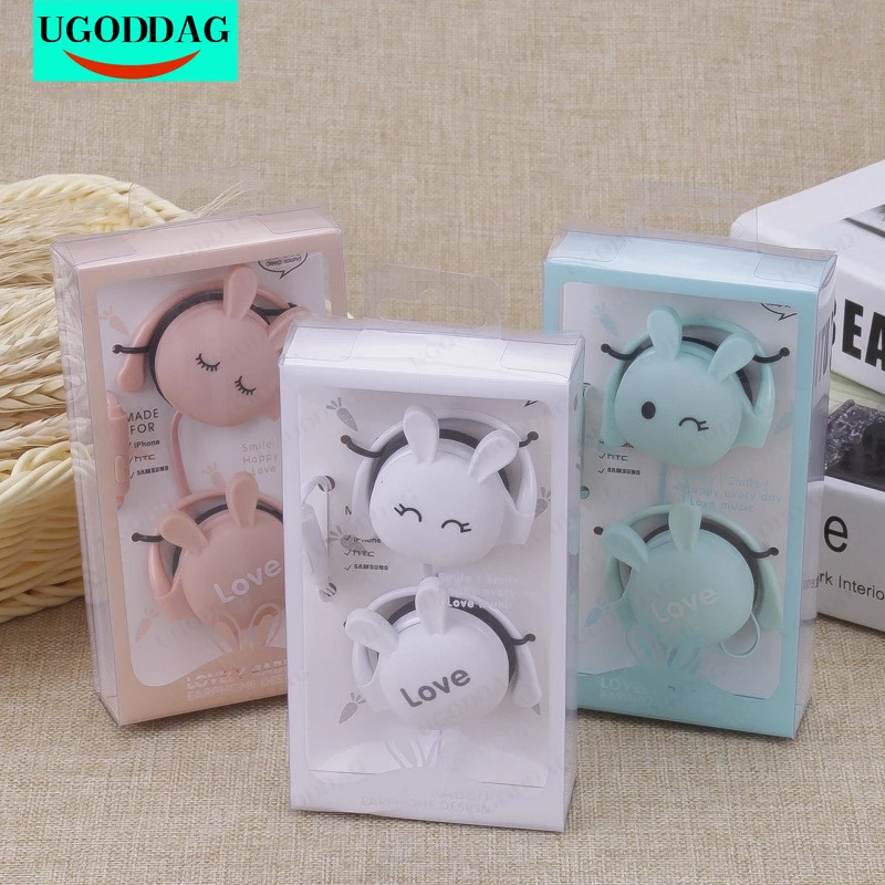 Новинка 3 5 мм стерео наушники с милым кроликом из мультфильма ушным крючком