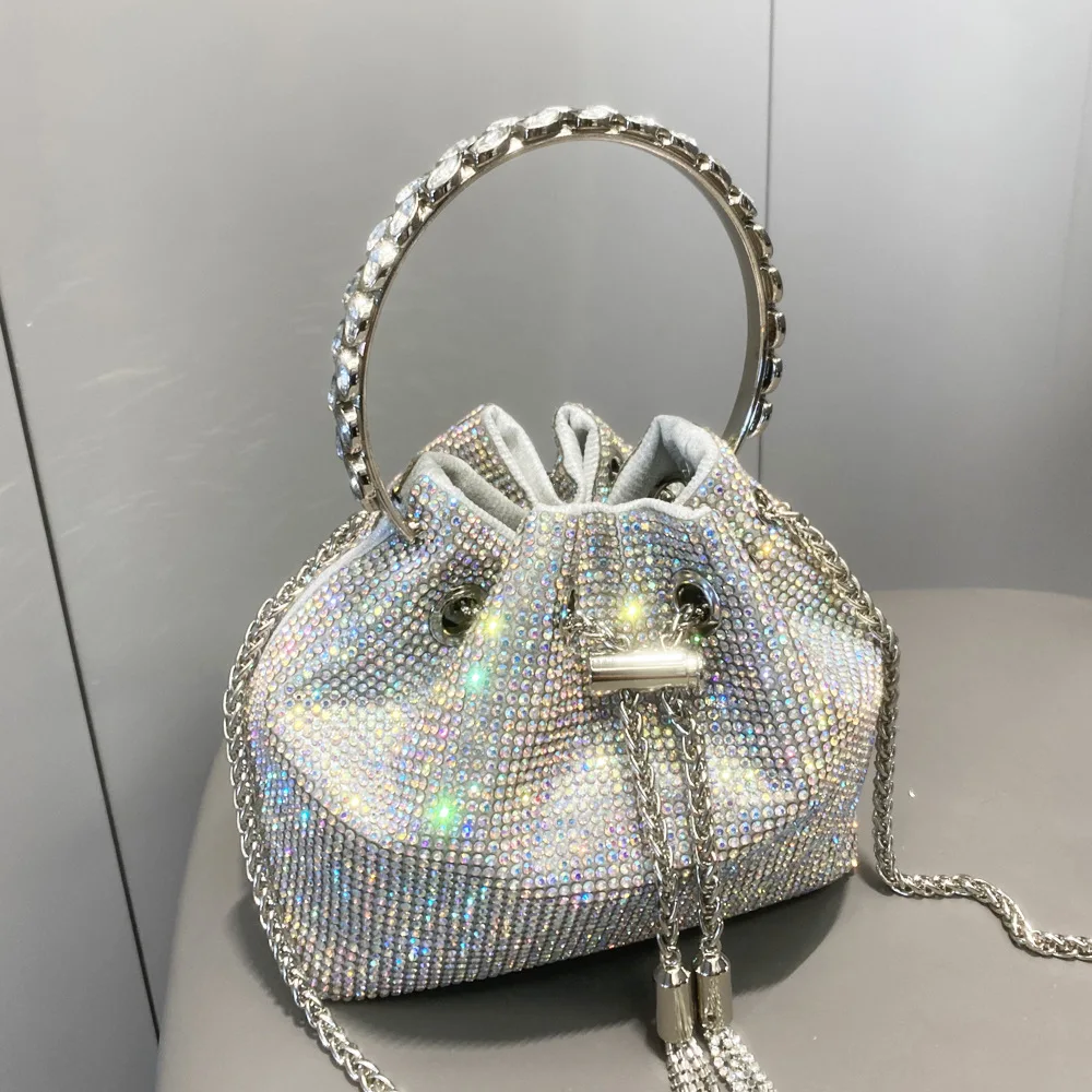 

2023 Fashion Diamond Handmade Bucket Women's Bag New in Vip Luxury Girls Side Bags Shoulder Itabag Wallet Small Y2K Boston