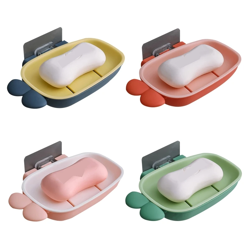 

67JE Bathroom Drain Soap Dish Cute Carrot Soap Holder Wall Mounted Sink Soap Box Sponge Holder Easy to Clean Punch-free