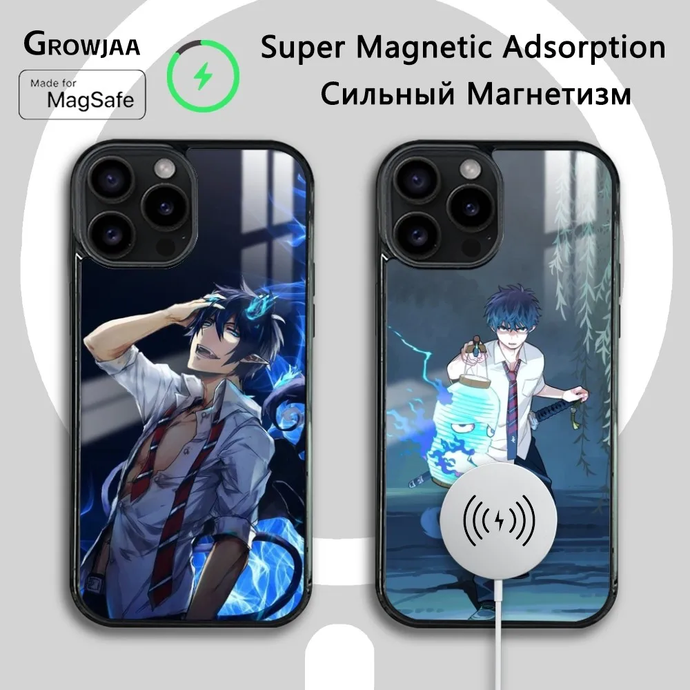 Синий чехол для телефона с рисунком аниме Экзорцист iPhone 16 15 14 13 12 11 Pro Max Plus Mini Magsafe