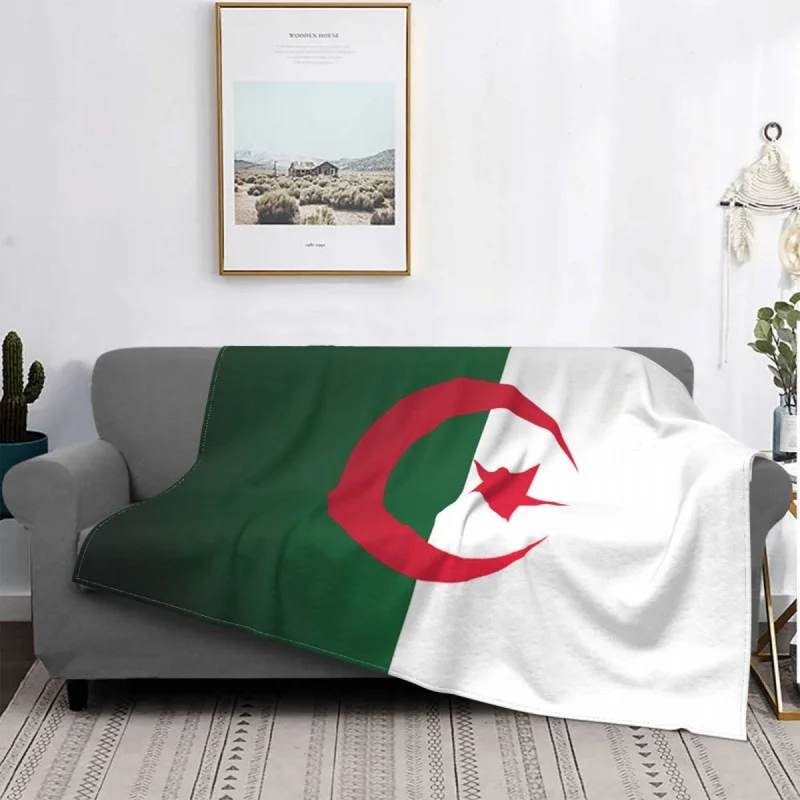 

Algeria Flag Blanket Flannel Autumn/Winter Multifuion Lightweight Fleece Throw Blanket for Bedding Outdoor Bedspread