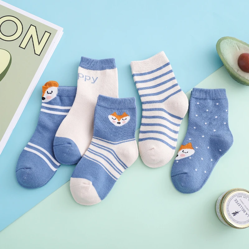5 Pair/Lot Lovely Baby Socks Girl Dinosaur Ship Plane Skarpetki Boy Knit Cotton Soft Newborn Sock Kids Children Warm Miaoyoutong