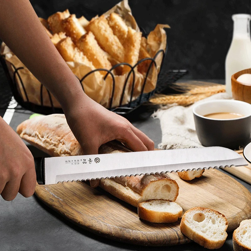 

Bread Knife Stainless Steel Serrated Frozen Food Meat Steak Vegetable Barbecue Slicing Multifuntional Knife Ferramentas Manuais