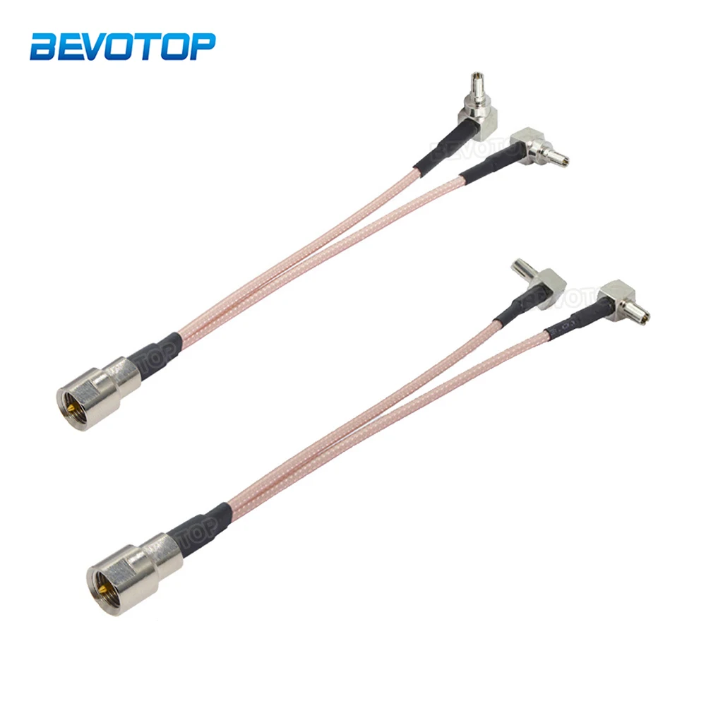 

RG316 Pigtail RF Coaxial Cable FME Male to Dual CRC9 /TS9 Male Right Angle Plug Y Type Splitter Combiner for 3G 4G Modem 15CM 6"