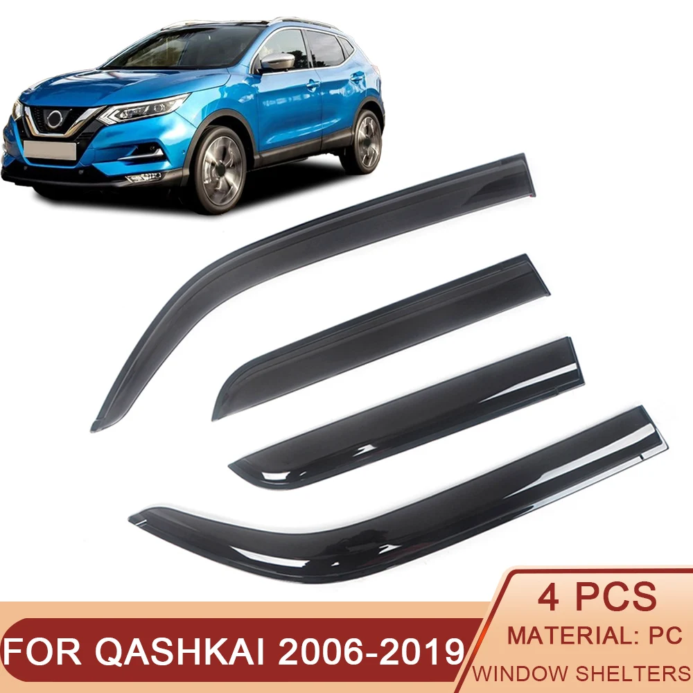 

For Nissan Qashkai J10 2006-2019 5-Doors Auto Black Car Side Window Visor Guard Vent Awnings Shelters Rain Guard Door Ventvisor