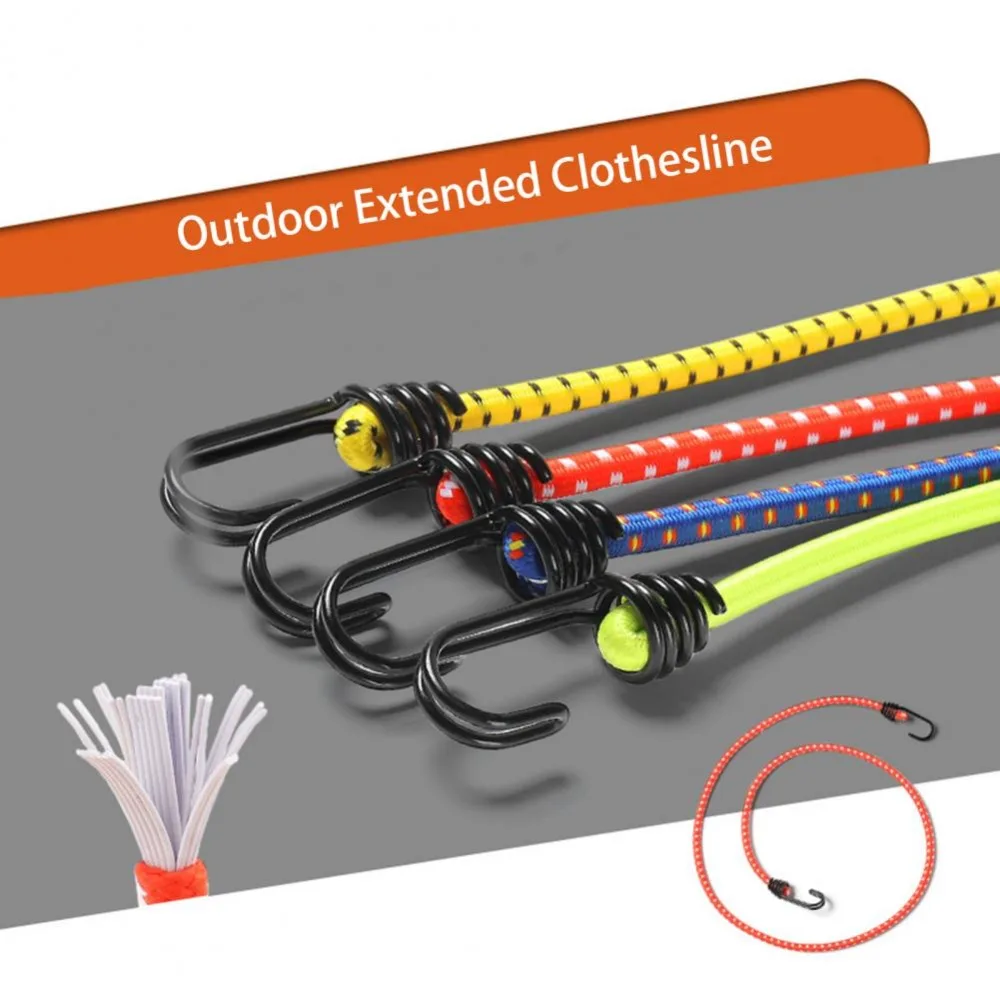 

8mm Diameter Carabiner Outdoor Small Tools Hook Elastic Rope Clothesline Luggage Strap Tent Rope