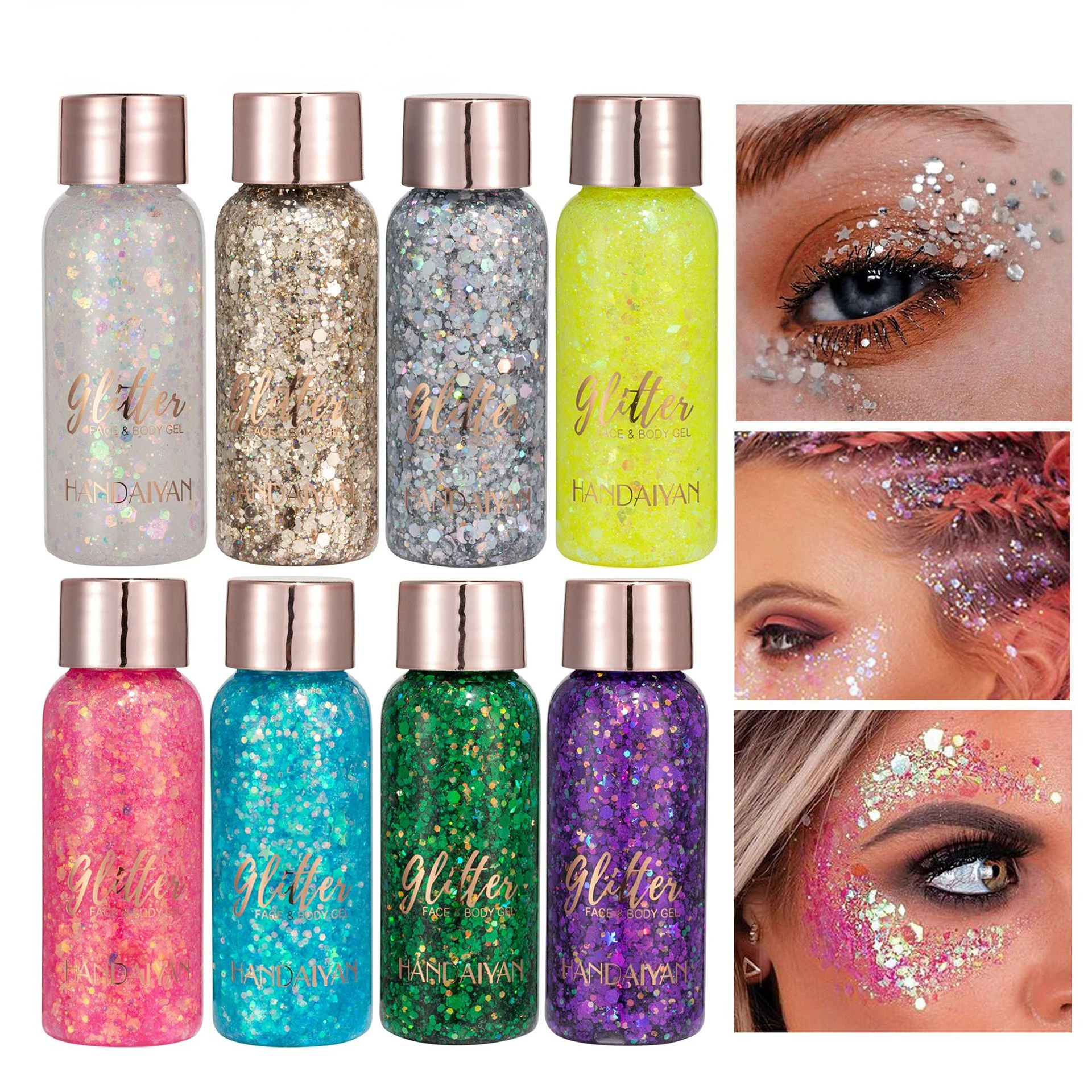 

Glitter Liquid Eyeshadow Shine Rhinestones Body Face Hair Gel Illuminator Sequins Highlighter Eye Shadow Bright Eyes Makeup Tool