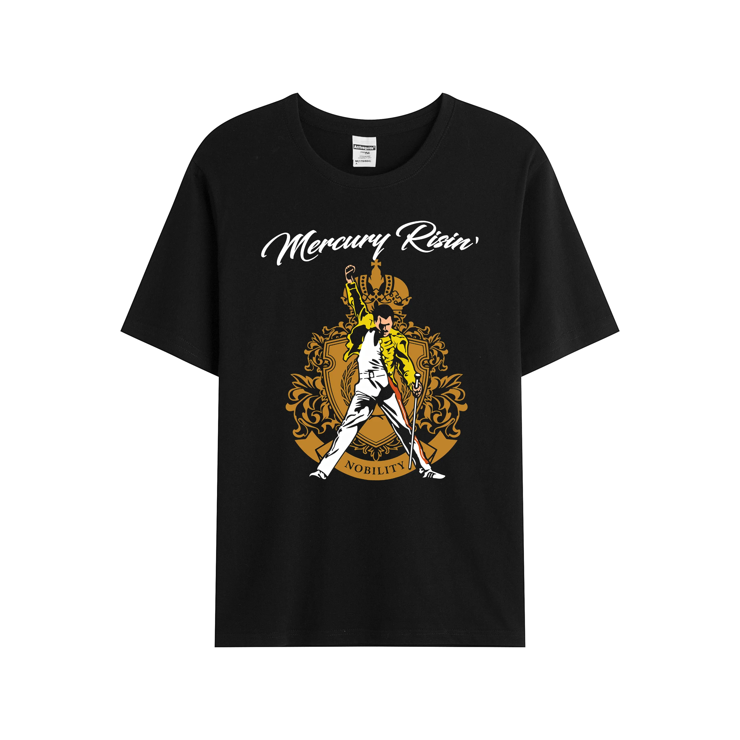 

2021 Men/Women's Summer Black Street Fashion Hip Hop Freddie Mercury Risin Queen Rock Band T-shirt Cotton Tees Short Sleeve Tops