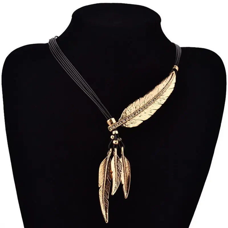 

Bohemian Necklace for Women Feather Leaf Pendant Necklace 2022 Fashion Jewelry