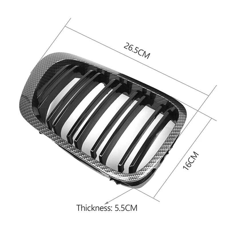 Front Bumper Kidney Grill Accessories Dual Slat Grilles For BMW E46 1999-2006 3 Series 2Dr Carbon Fiber