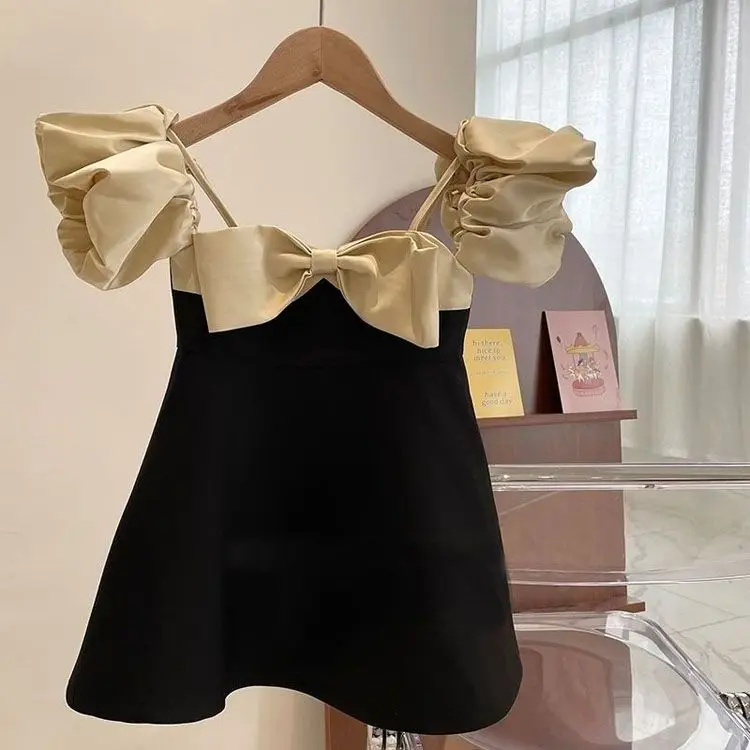 

Girls' Summer Dress 2022 New Western Style Little Girl Puff Sleeve Suspender Dress Fashionable Princess Skirt