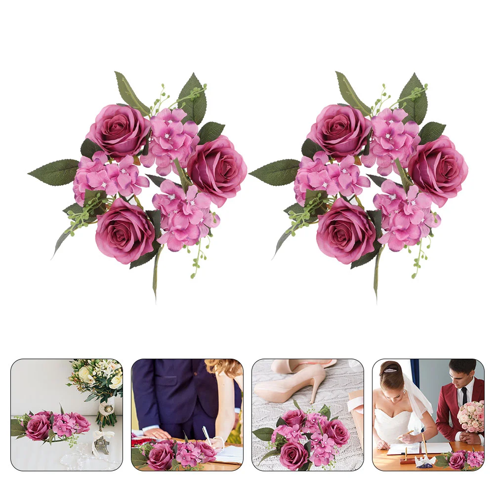 

2pcs Wedding Decorative Birthday Flower Rings Floral Rings Table Centerpiece