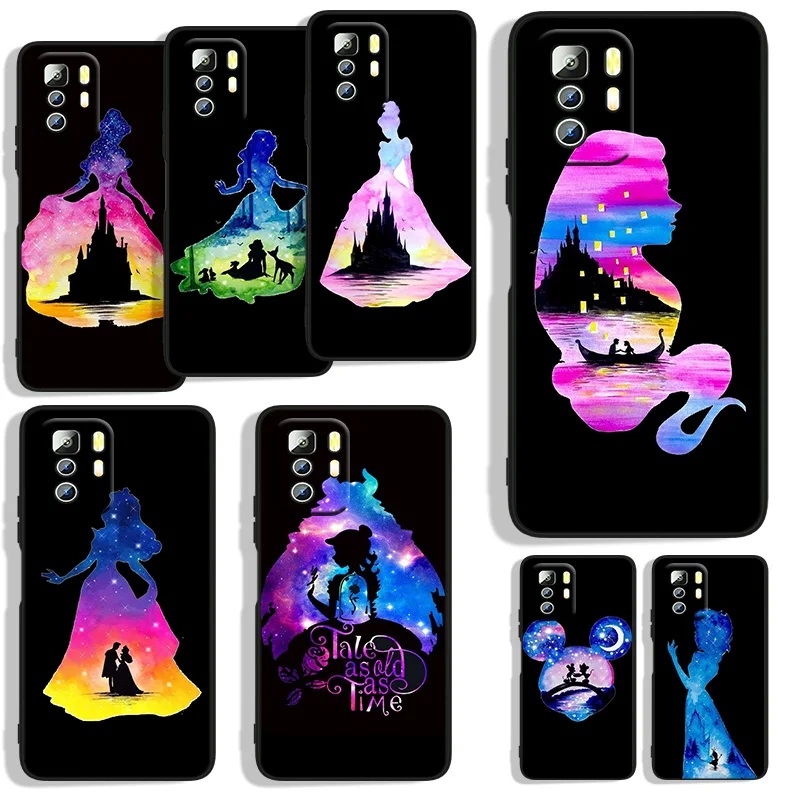 

Disney Silhouette Princess For Xiaomi Redmi Note 11S 11T 11 10S 10 9T 9S 9 8T 8 7 6 5A 5 4X Pro Black Soft Phone Case Capa
