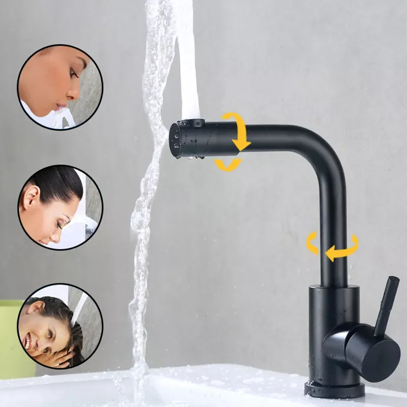 

Смеситель для раковины в ванную комнату, из нержавеющей стали 304, с вращением на 360 градусов