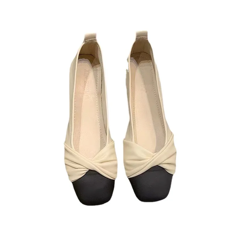 2023 New Spring And Autumn Single Shoes Flat Scoop Shoes Round Head Soft Bottom Shallow Mouth Mother Shoes Large Size