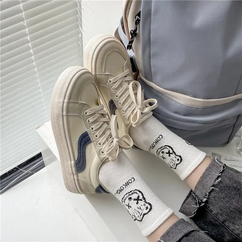 Autumn Canvas Sneakers 2022 New Fashion Students White Platform Sneakers Korea Daily Wear All-match Basic Sleek Female Shoes