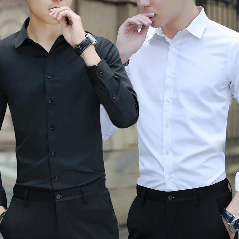 

2022 New Fashion Autumn New Long-sleeved Men's Shirt Solid Color Business Professional Shirt Business Travel Slim Shirt Fashion
