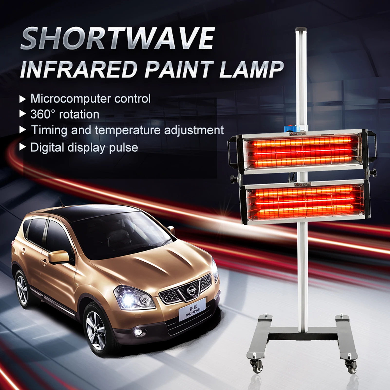 

Infrared Paint Curing Lamp 2000W Short Wave Infrared Heater Paint Booth Car Bodywork Repair Paint Dryer Adjustable Bracket