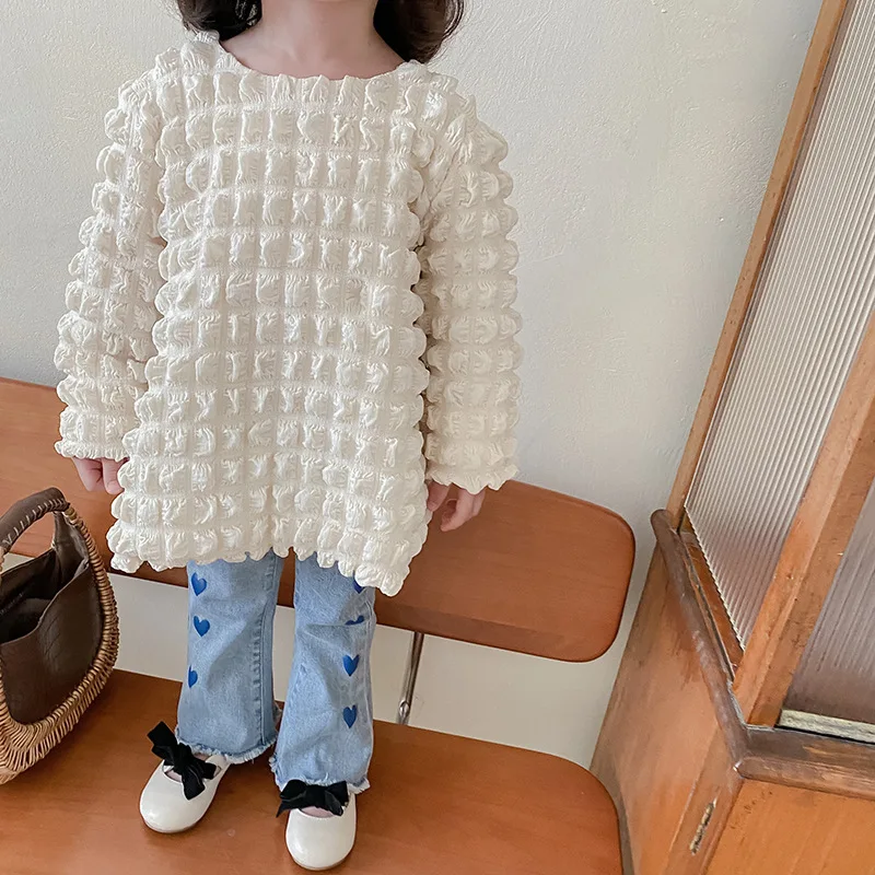 Freely Move Baby Girl Long Sleeve Blouse Cotton Infant Toddler Princess Shirt Autumn Bubble Top Blouse Korean Style Baby Clothes