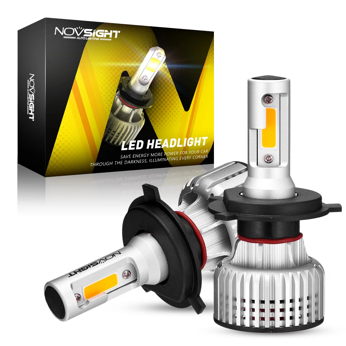 

Автомобильные фары NOVSIGHT H4 светодиодный H1 H3 H7 H11 H8 H9 H13 9005 9006 9007 Противотуманные фары 3000K Желтые 10000LM 72 Вт авто фары