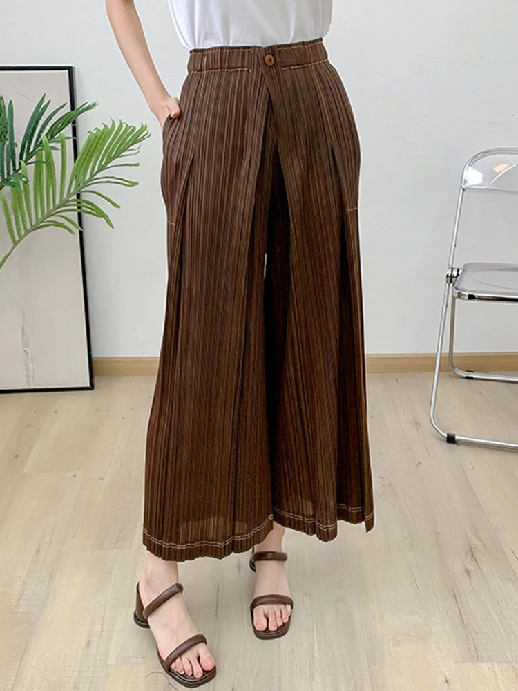 Женские плиссированные брюки GVUW свободные универсальные широкие с эластичным