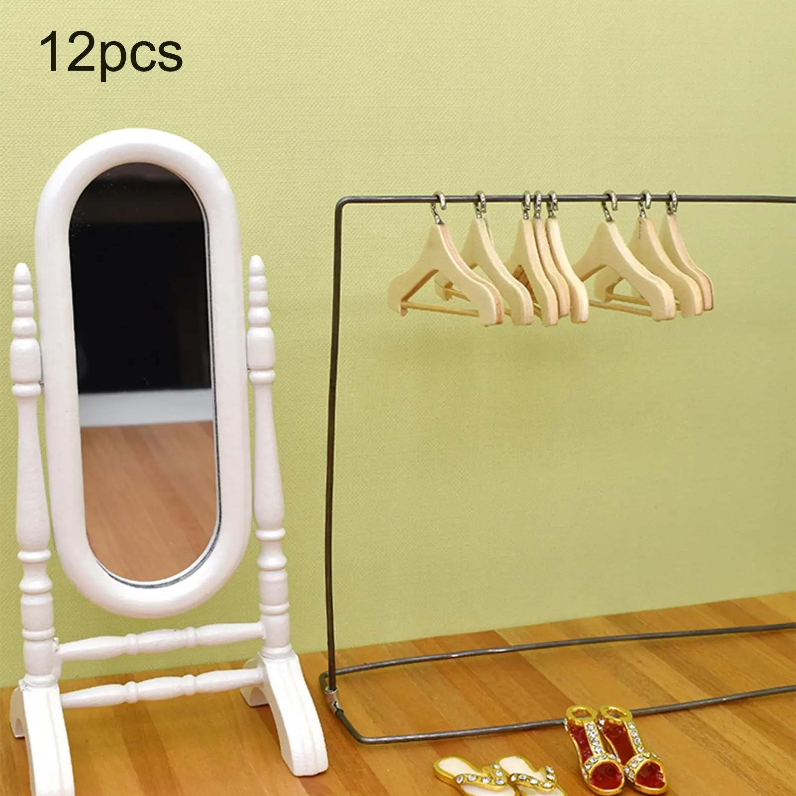 

12Pcs 1/12 Dollhouse Clothes Hangers Miniature Doll House Coat Rack Kids