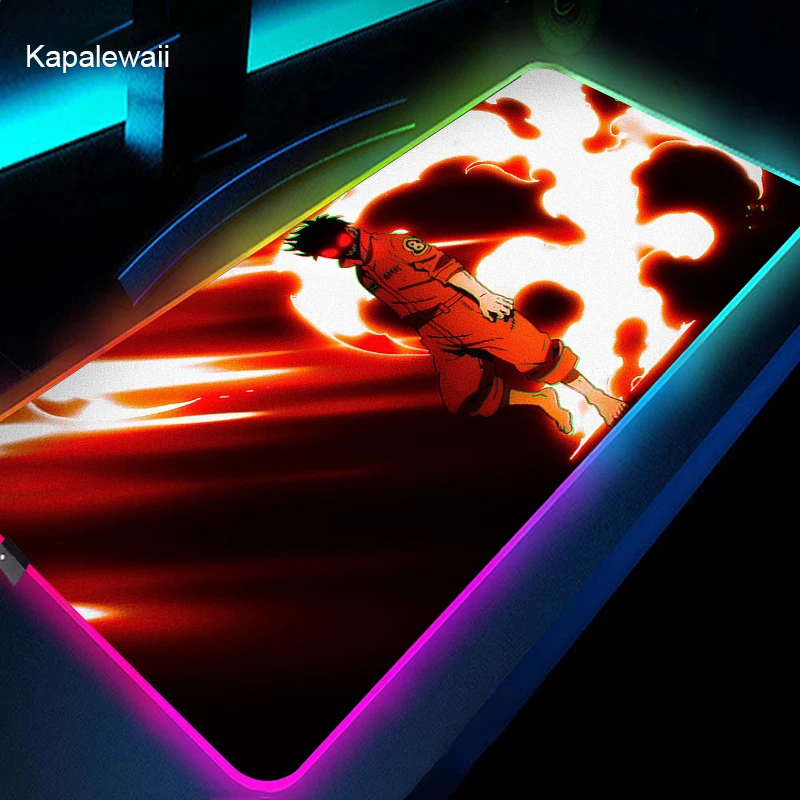 

RGB Mouse Pad Large PC Fire Force Gaming Mouse Pad Gamer Computer Mouse Mat XXL Mousepad Desk Mat Backlight Carpet For Keyboard