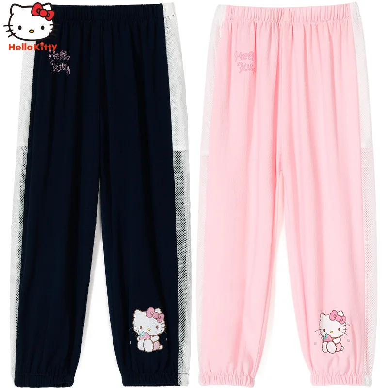 

Брюки Hello Kitty для девочек, весна и осень, стильные тонкие детские шаровары, верхняя одежда, лето, весна, Детская фотография