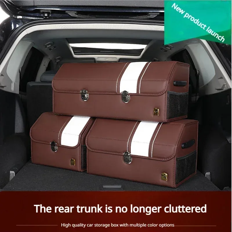 

2023 New for Car Trunk Organizer Box Large Capacity Auto Multiuse Tools Storage Bag Stowing Tidying Leather Folding for Storage