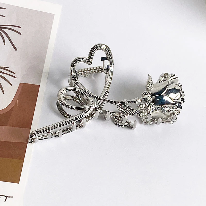 

Rose Flower Metallic Hair Claws Clip Headwear Ornaments Hairpin Retro Hair Accessories